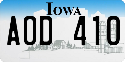 IA license plate AOD410