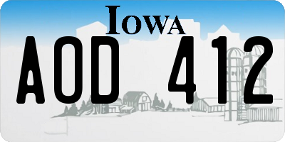 IA license plate AOD412
