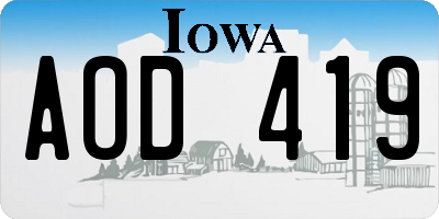 IA license plate AOD419