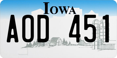 IA license plate AOD451