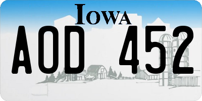 IA license plate AOD452