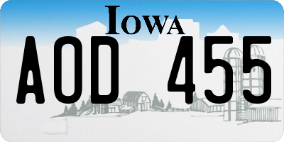 IA license plate AOD455