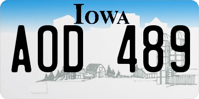IA license plate AOD489
