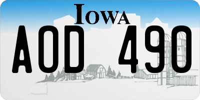 IA license plate AOD490