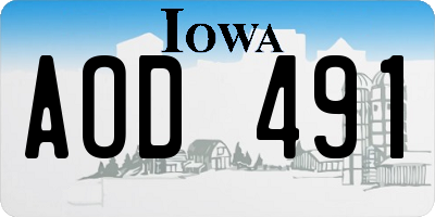 IA license plate AOD491