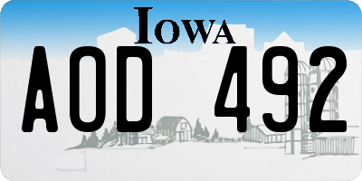 IA license plate AOD492