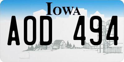IA license plate AOD494