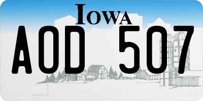 IA license plate AOD507