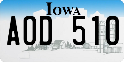 IA license plate AOD510