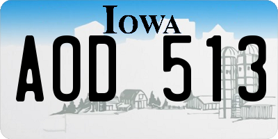 IA license plate AOD513