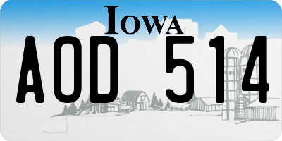 IA license plate AOD514