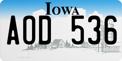 IA license plate AOD536