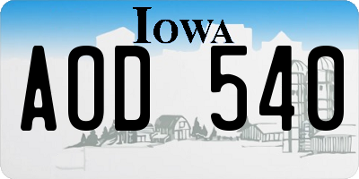 IA license plate AOD540