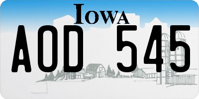 IA license plate AOD545