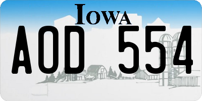 IA license plate AOD554