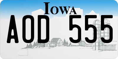 IA license plate AOD555