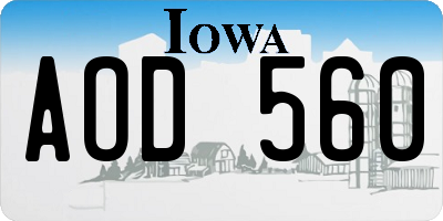 IA license plate AOD560