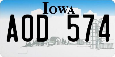 IA license plate AOD574