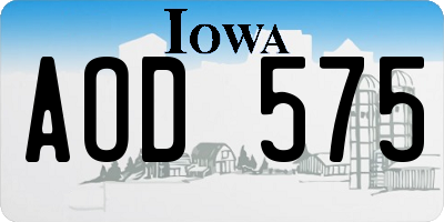 IA license plate AOD575