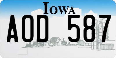 IA license plate AOD587