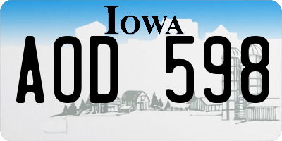 IA license plate AOD598