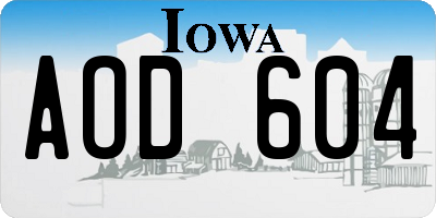 IA license plate AOD604