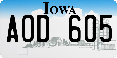 IA license plate AOD605