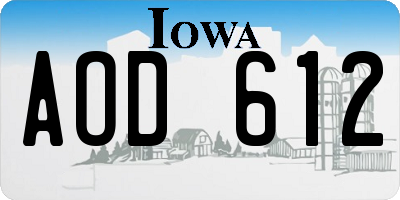 IA license plate AOD612