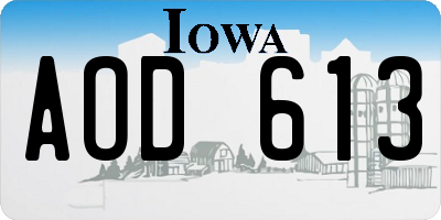 IA license plate AOD613