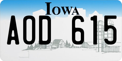 IA license plate AOD615
