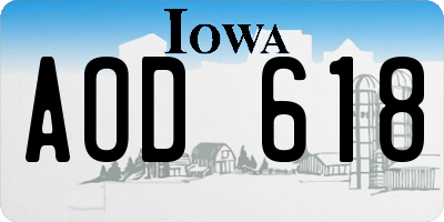 IA license plate AOD618