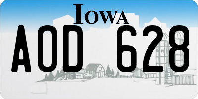 IA license plate AOD628