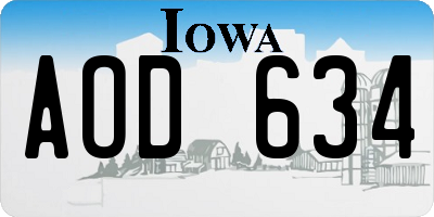 IA license plate AOD634