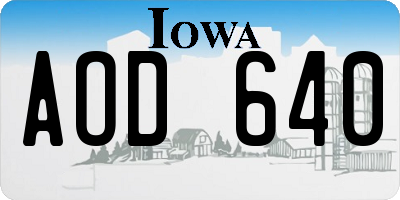 IA license plate AOD640