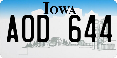 IA license plate AOD644