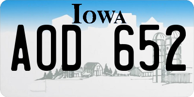 IA license plate AOD652
