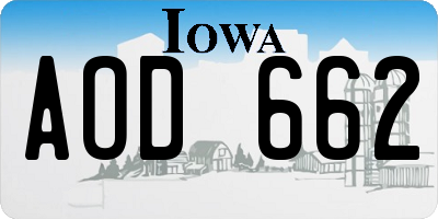 IA license plate AOD662