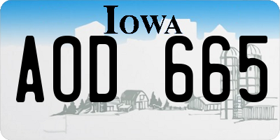 IA license plate AOD665