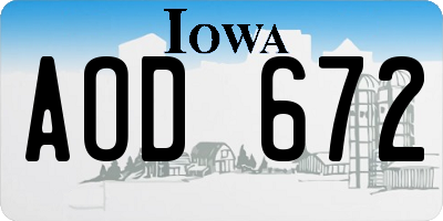 IA license plate AOD672
