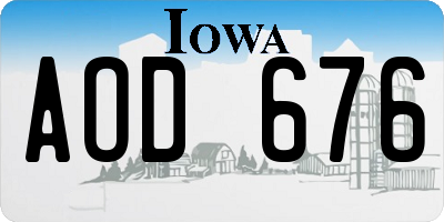 IA license plate AOD676