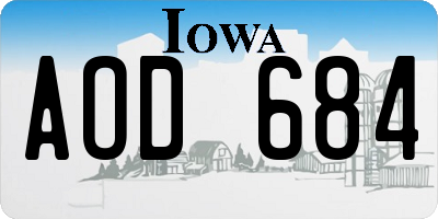 IA license plate AOD684