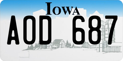 IA license plate AOD687