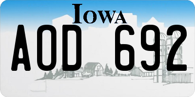 IA license plate AOD692