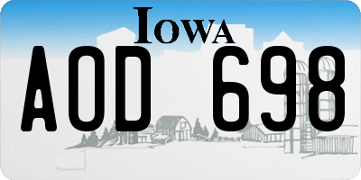 IA license plate AOD698