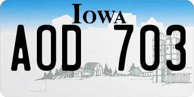 IA license plate AOD703
