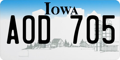 IA license plate AOD705