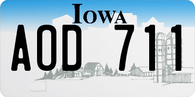 IA license plate AOD711