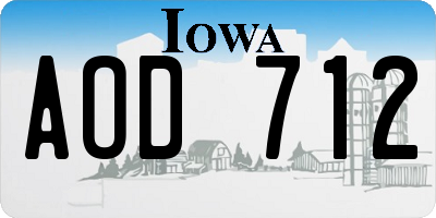 IA license plate AOD712
