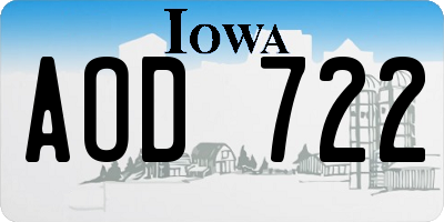 IA license plate AOD722