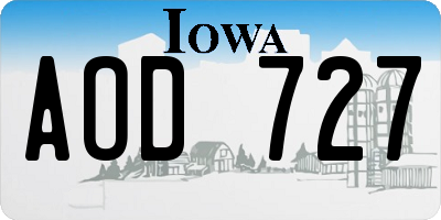 IA license plate AOD727